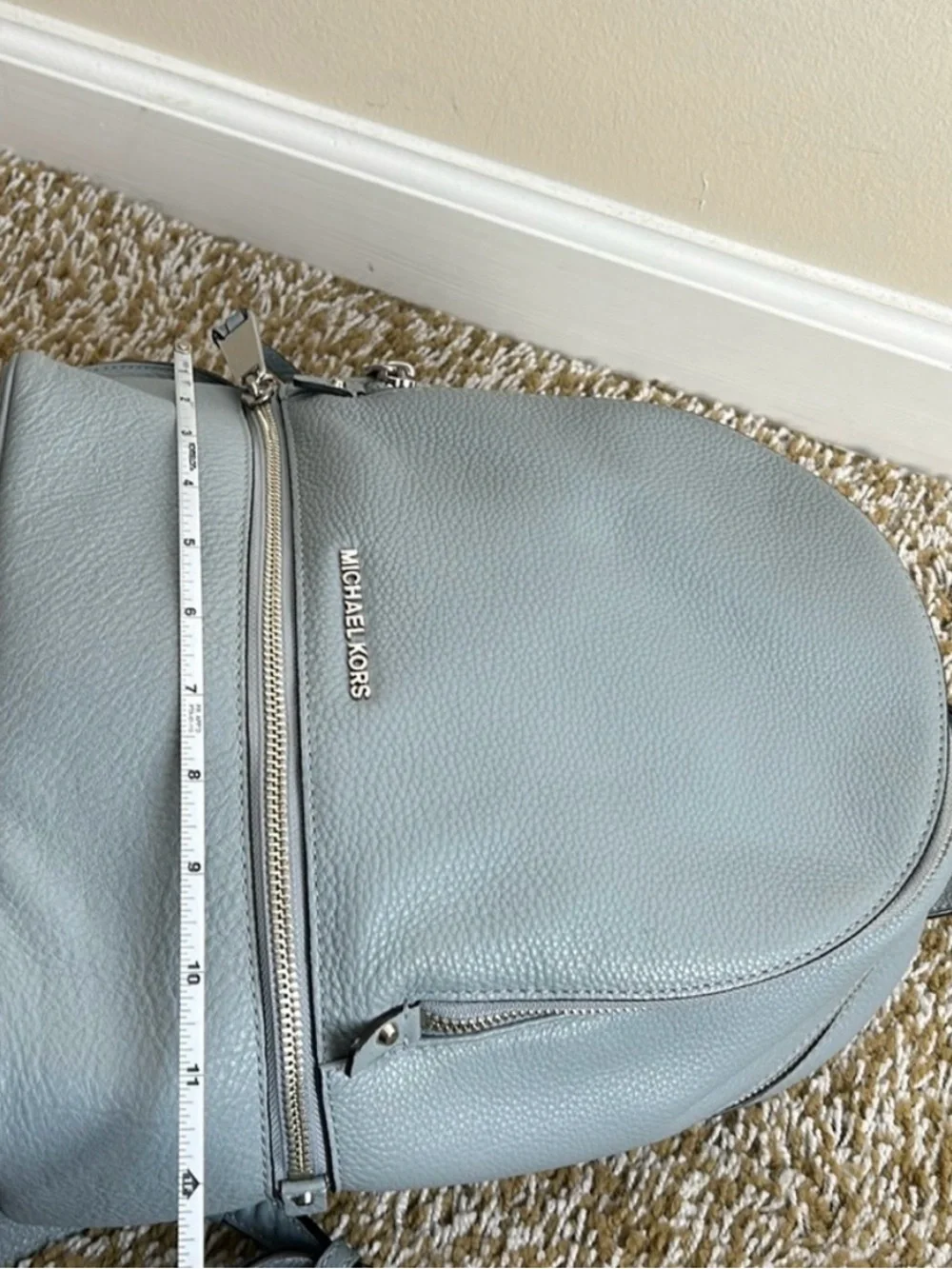 Michael Kors Light Blue Pebbled Leather Backpack